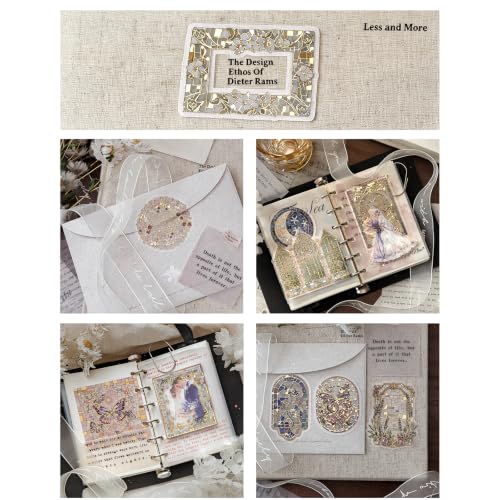 80 Pcs Large PET Gold Foil Holographic Pre-Cut Stickers Set Pre-Cut Resin Sticker for Bridal Wedding Scrapbooking Junk Journaling Supplies Planner Bullet Letter Envelope Decorative - color: Colorful Bricks-4 Sets