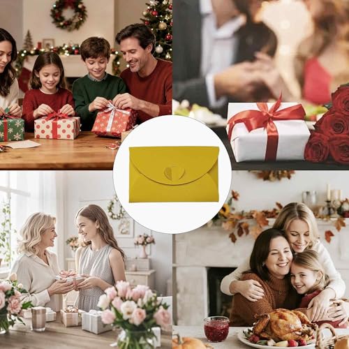 Mini Card Envelopes, 15Pcs Small Envelopes for Gift Cards, Credit Cards, Business Cards, Heart Clasp Holders for Weddings, Birthdays, Baby Showers, Parties, Yellow - color: Yellow