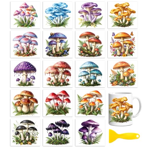 Peacoblue Mushrooms Poisonous Rub On Transfers for Craft, Transfer Sticker - style: Mushrooms and Poisonous Mushrooms