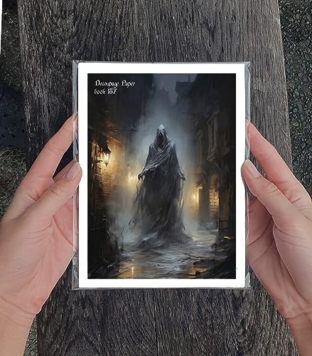 Decoupage Paper Pack (35 Sheets 6"x8") Mysterious Ghost in Old Victorian Town Foggy Halloween Night FLONZ Thriller Horror Vintage Pictures Cards for Decoupage, Craft and Scrapbook - color: Six