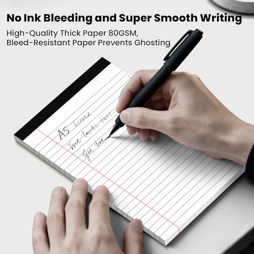 6 Pack Notepads 5x8, White, Small Legal Pads, Perforated Notebook - color: White