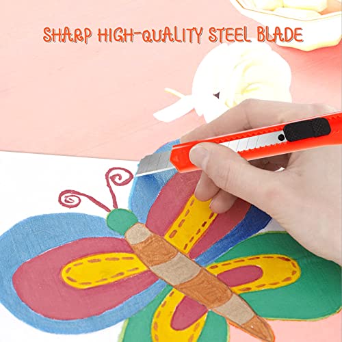 40 Pack Box Cutter Retractable, 9mm Utility Knife, Razor Knife - color: 40 Pack - Red, Yellow, Blue, Green