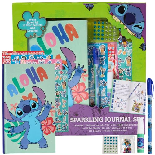 Innovative Designs Disney Stitch Sparkle Journal Set for Kids, Journal Kit with Stickers and Gems - style: Stitch