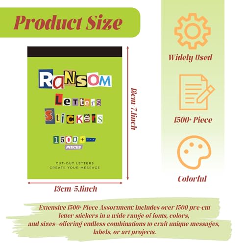 Letter Stickers Book-Scrapbook Supplies | 1500Pcs Vintage Ransom Alphabet Stickers for Journaling, Planners, Cards, Vision Boards, DIY Crafts - color: Classic