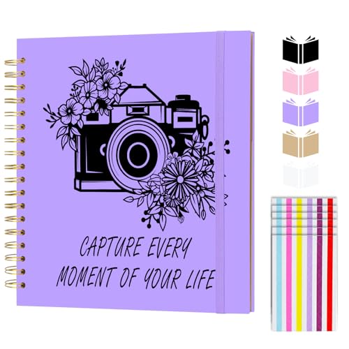 Scrapbook Album 12x12 inch, Travelling Journal Scrap Book Family Scrapbook Scrapbooking Supplies Kits Gift for Couples Anniversary Wedding (purple, 12 x 12 inch) - color: purple, size: 12 x 12 inch