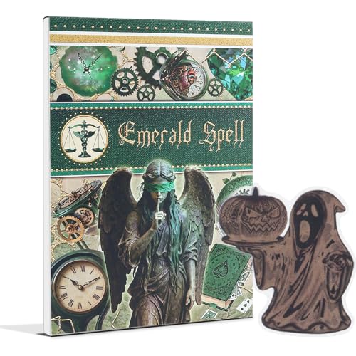 Snycler Sticker Book - 20 Sheets Vintage PET Stickers for Scrapbooking, Junk Journaling, Ephemera, and Decorative Crafts-Emerald Spell - color: Emerald Spell