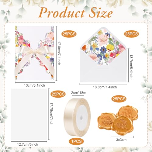 25 Pack Bridal Shower Invitations with Envelopes Jackets Kit