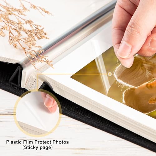 Lanpn Wedding Self Adhesive Photo Album Scrapbook 40 Pages, Linen Photos Albums DIY Sticky Magnetic Pages holds 4x6 5x7 A5 Picture for Wedding (Small, 20 sheets, White) - color: OUR WEDDING - White, size: Sticky Page(11.4x10.7",40Pages)