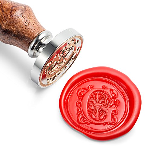 Mceal Wax Seal Stamp, Large Seal 1 1/5"(30mm) Dia, Silver Brass Head with Wooden Handle, Regal Letter A to Z Series (Letter G) - color: G
