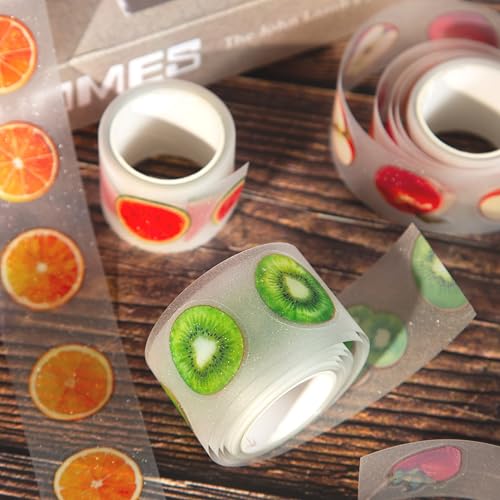 Alideco 6pcs Decorative Adhesive Tapes Vintage Summer Fruits PET Tape Great for Bullet Journal Supplies, Arts, Scrapbook, DIY Crafts, Planners (shuiguoji) - color: shuiguoji