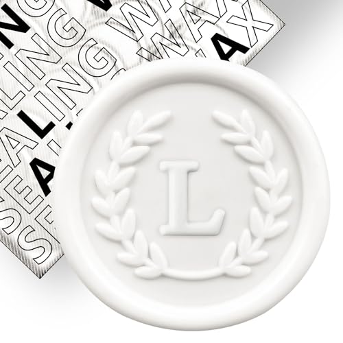 50Pcs White Letter L Adhesive Wax Seal Stickers, Hand-Made, No Need Seal Stamp, Tear and Use Wax Stickers for Wedding Invitations, Envelopes, Christmas Gift - color: White, size: L