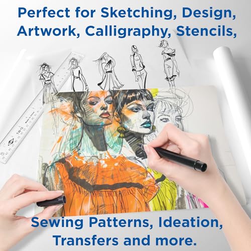 Alvin, Lightweight Tracing Paper Roll, White, Suitable with Ink, Charcoal, Felt Tip Pen, for Sketching or Detailing - 14 inches x 50 yards,1-inch Core - color: White - 50 Yards, size: 14"