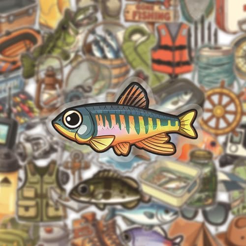 50Pcs Fishing Stickers, Clear Waterproof PET Fishing Decals for Gear - style: Fishing Stickers