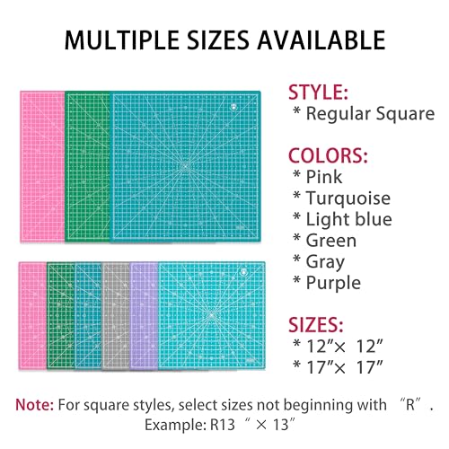 Headley Tools 12"x12" Rotating Cutting Mat, Self Healing Mat with 360-Degree Rotation & Anti-Slip Base, Sewing Board Cutting Mat Perfect for Fabric Quilting Leather Hobby Project, Turquoise - color: Turquoise, size: 12"L x 12"W