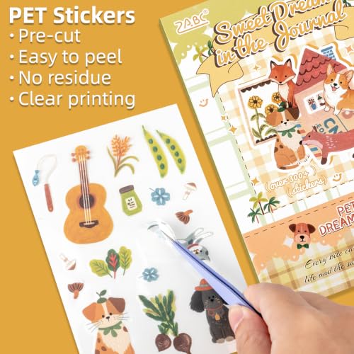 Uideyvi Cute Pets Series Sticker Scrapbooking Supplies for Junk Journal, 20 Sheets PET Stickers - Vintage Journaling Stickers - color: Cute Pets