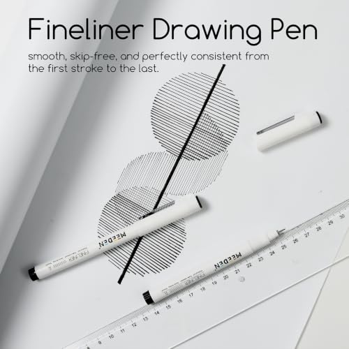 MEEDEN Micro Fineliner Drawing Pens: 0.5-2mm M Nib, 6 Pack, Black Ink | Waterproof archival ink with a flexible tip for technical drawing, sketching, outlining, manga, illustration, and journaling - style: M Elastic Nib