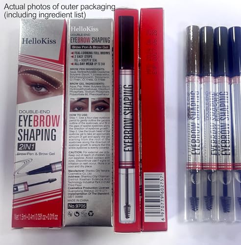 2-In-1 Brow Pen,4-Tip & Gel,Sets Brows,Liner,Beard,Hairline(4#Black) - color: 4#Black