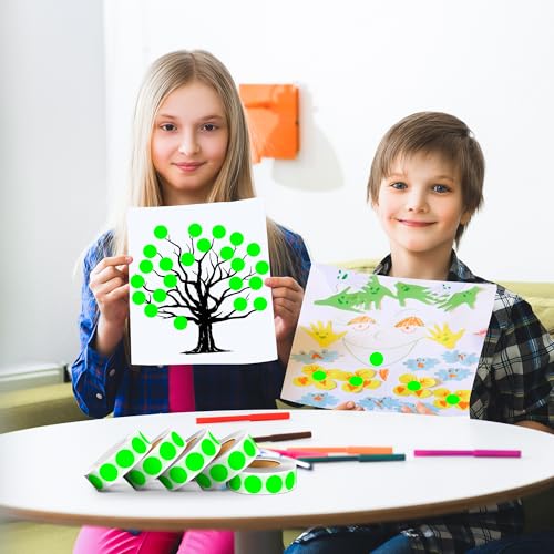 0.75 inch Colored Dot Stickers 4 Rolls 4000pcs Blue Round Marking Label - color: Fluorescent Green, size: 10 Rolls-10000PCS