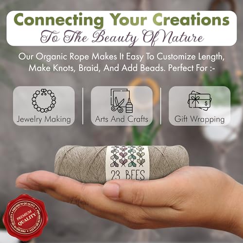 100% Organic Hemp Cord, Twine, String for Jewelry, Beading, Macrame, Crafts, 23 Bees (10 lb.) Natural - size: 300ft x 10 lb.
