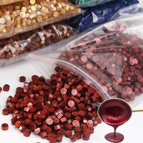 1500 Pcs Metallic Burgundy Wine Red(1.1lb) Box Sealing Wax Beads Nuggets for Wax Seal Stamp, Great for Embellishment of Cards Envelope, Wedding Invitation, Wine Package, Gift Idea(Wine Red) - color: Wine Red