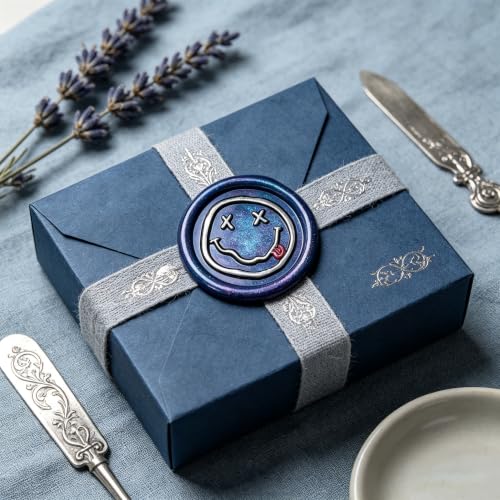 LANKIN Smile Face Wax Seal Stamp, 25mm Brass Head with White Bubble Handle - color: Smile Face