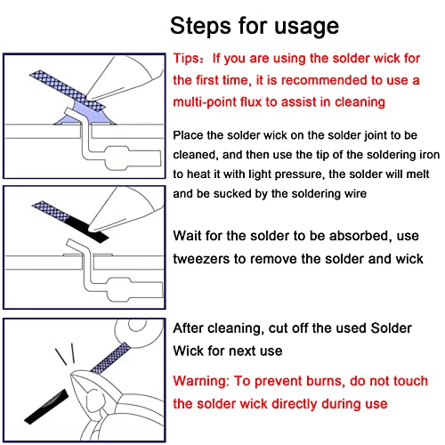 Solder Wicks，No-Clean Solder Wick，10ft Length 2 Pieces Desoldering Braided Wicks. Solder Removal Tool，Desoldering Wick Used to Remove the Solder and Disassemble Electrical Components - style: 2pcs