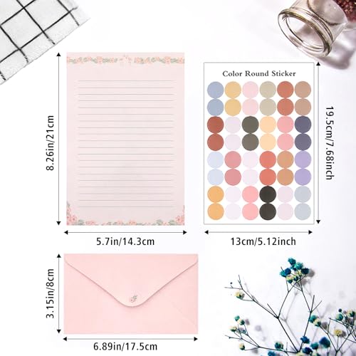 55 Pcs Stationery Paper Envelopes Set | Includes 36 Writing Stationery Paper & 18 Envelopes & 48 Stickers, Letter Writing Stationery Paper Envelopes(6 Style) - color: Cute animals