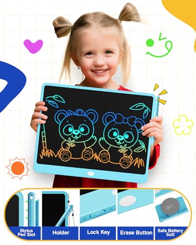 TEKFUN 16" LCD Writing Tablet for Kids & Family, Large Reusable Writing Pad for Homework, Notes Daily Use, Screen-Free Drawing & Note Board for Home, School,Travel (Blue) - color: Blue, size: 16 Inch