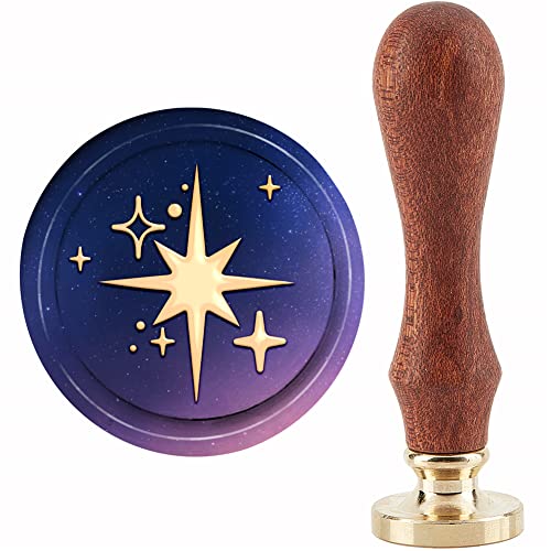 CRASPIRE Star Wax Seal Stamp Star Sealing Wax Stamps 30mm Retro Vintage Removable Brass Head with Wood Handle for Wedding Invitations Halloween Christmas Thanksgiving Gift Packing - style: star