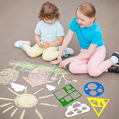 16 Pieces Stencils for Kids Geometric Shapes Children Simple Painting Stencils Colorful Drawing Templates Art Painting for Toddlers Preschooler DIY Craft(5.9 x 5.9 Inches,Elegant Style) (Pack of 2) - color: Elegant Style, size: 5.9 x 5.9 Inches (Pack of 2