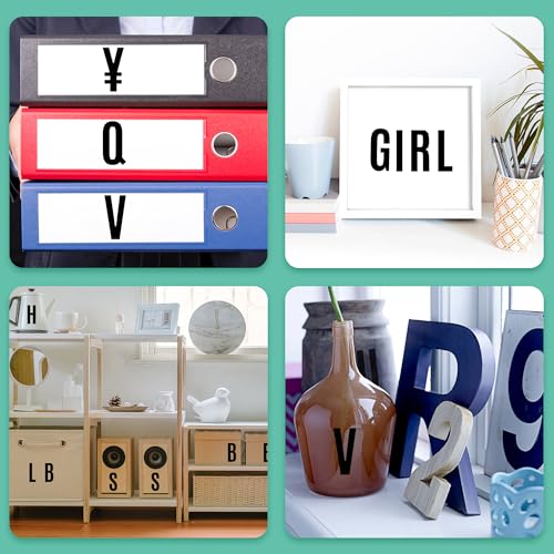 800 Pcs 48 Sheets Letter Stickers,Large Alphabet Number Stickers (Black) - color: Black