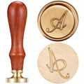 Yoption Handwritten Initial Alphabet Wax Seal Stamp, Letter A | Brass Head and Wooden Handle Sealing Stamp for Wedding Invitations, Envelopes, Christmas Cards, Gift Wrapping, Snail Mails - style: A