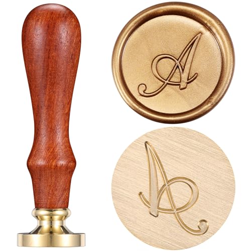 Yoption Handwriting Letter A Wax Seal Stamp Kit with Antique Gold Wax Beads - color: A