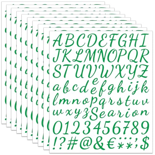 760 Pieces 10 Sheets Green Letters Stickers,1 Inch Self Adhesive Alphabet Number Stickers,Vinyl Letter Stickers Decals for Scrapbooking,Mailbox,Window,Notebook,Classroom Decor, Door, Business - color: Green