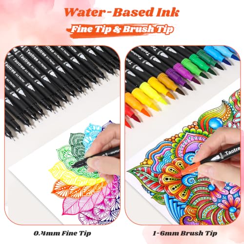 Taotree 150 Colors Dual Tip Art Markers Pens Set for Adult Coloring Books | Artist Fine & Brush Tip Coloring Markers Drawing Pens for Journaling Note Taking Lettering Calligraphy Craft Art Supplies Set - color: 150 Colors