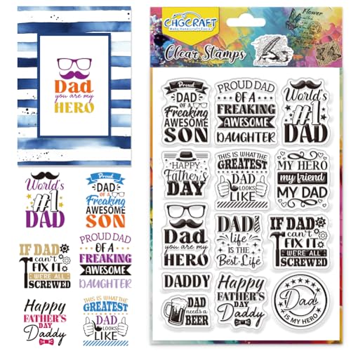 CHGCRAFT Father's Day Clear Stamps Wishes Words Transparent Stamp Silicone Clear Stamp Seals for DIY Scrapbooking Journaling Photo Album Decorative Card Making - style: Father's Day Wishes Words