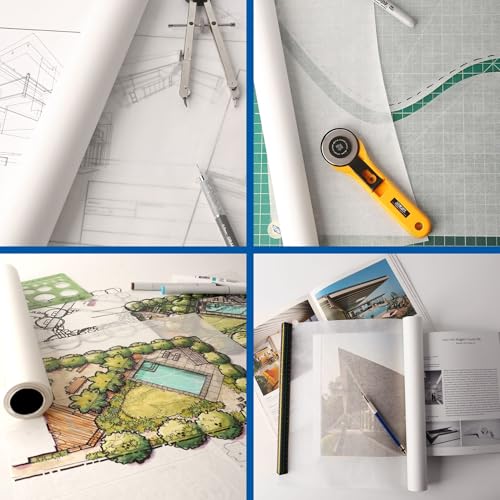 ALVIN 55Y-J Lightweight Tracing Paper Roll, Yellow, Suitable with Ink, Charcoal, Felt Tip Pen, for Sketching or Detailing - 24 inches x 50 Yards, 1-inch Core - color: Yellow - 50 Yards, size: 24"