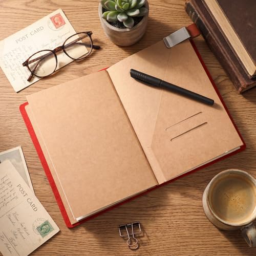 Thenshop Leather Travel Notebook 3 Inserts,Wine Red,A5 Size | Refillable Travel Journal with Pen Holder and Clip, Passport Notebook Accessories for Organizing Notes, Handmade Diary - color: Wine Red, size: A5 Size