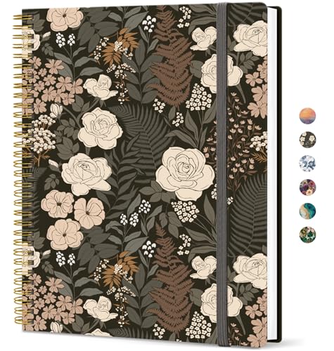 Taja Large Spiral Lined Journal for Women and Men, Notebook for Work - color: U-Wild Rose
