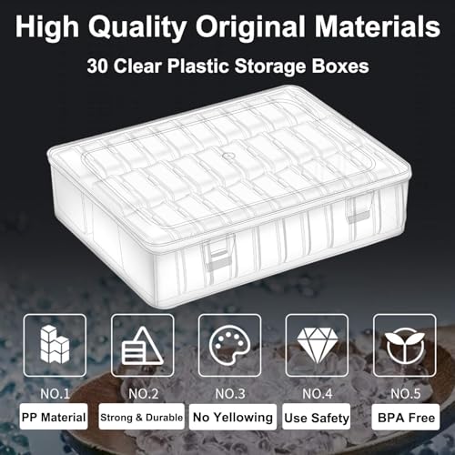 Bead Organizer, 90Pcs Small Clear Plastic Bead Storage Containers with Label, 3 Large Craft Storage Cases with Hinged Lid, Storage Box for Jewelry Making Diamond Art DIY Bracelet Seed Screw Mini Parts - size: 3 Pack - 90 Pcs (2.16" x 2.16" x 0.78")