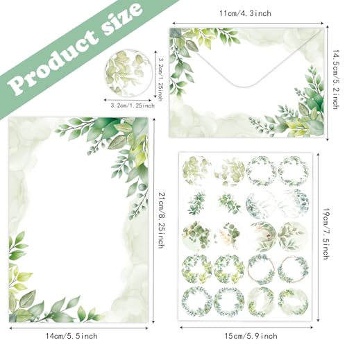 160 Pcs Stationery Paper Envelopes Set | Includes 50 Writing Paper & 50 Envelopes & 60 Stickers, Tree Leaf Letter Writing Stationery Paper Envelopes(10Style) - color: Tree Leaf