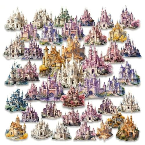 80 Pieces Aesthetic Gothic Magic Castle PET Sticker Set - color: Magic Castle