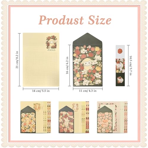 48 Pcs Stationery Paper Envelopes Set | Includes 24 Lined Writing Paper & 12 Envelopes & 12 Stickers,Animal Letter Writing and Stationery Paper Envelopes(4Style) - color: Shining