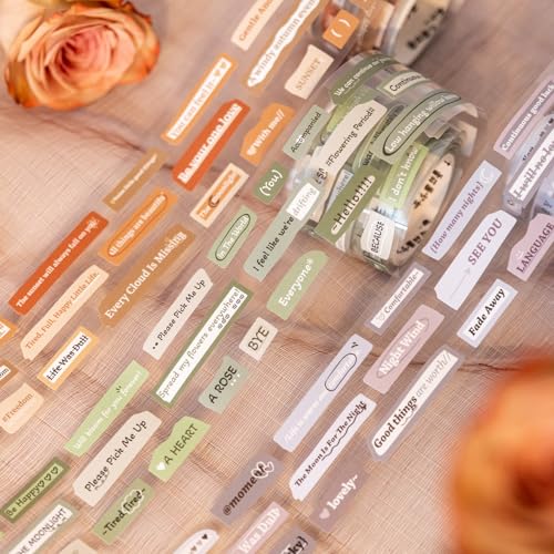 Words Pre-Cut Tapes Set, 6 Rolls Phrase Ephemera for Junk Journaling, Scrapbooking, Crafting, DIY Projects, Diaries, and Art Supplies - style: Love Letter