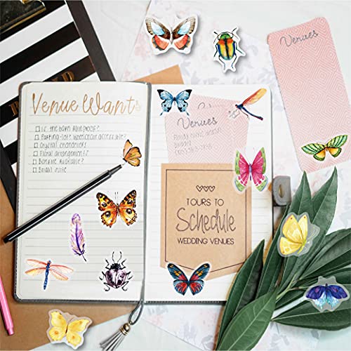 40Pcs Butterfly Stickers for Water Bottle - Self-Adhesive Waterproof Colorful Transparent PET Sticker Decal for Adults Card Decoration DIY Scrapbook Laptop Phone Case Realistic Nature Animal Stickers - color: Transparent Clear Ins Style Diy Natural Butter