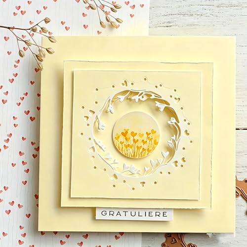 3D Backgrounds Frame Metal Cutting Die for Scrapbooking, Metal Die Cuts Stencils & Crafting Die Cut New Cutting Dies DIY Album Card Making Decor Paper Craft (Round Background Box 3.3 x 3.3 in) - color: Round Background Box 3.3 x 3.3 in