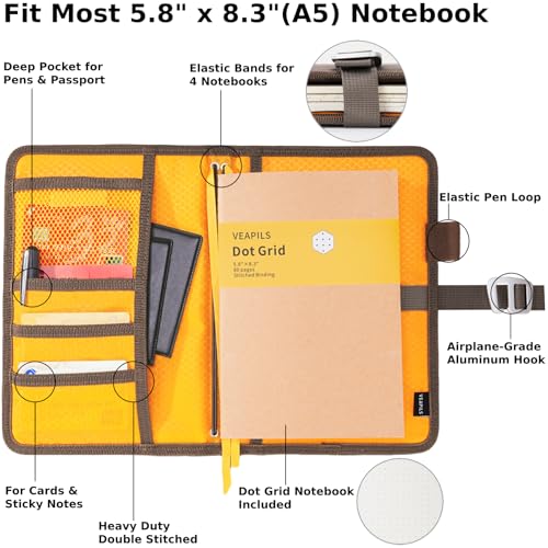 Field Journal Notebook A5 Planner Cover, Travelers Notebook Cover - size: A5 Classic Hook