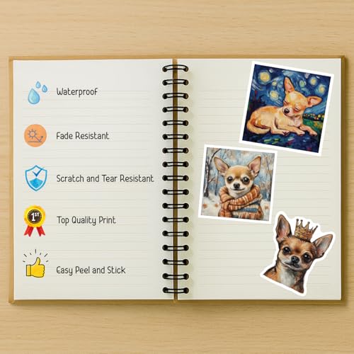 100 PCS Chihuahua Stickers Pack – Waterproof Dog Decals for Water Bottles, Laptops, Phones, Notebook, Cars – Cool Vibrant Graphics for Chihuahua Enthusiast - color: Chihuahua