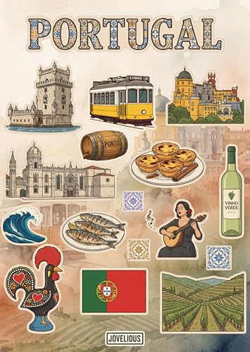 Portugal Sticker Sheet, Portugal Stickers for Laptop & Journal - style: Portugal