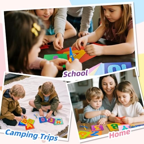 Flamax Scissor Skills Activity Book Craft Scissors Set Includes Safety Scissor & 40 Colored Cardstock Paper Templates, Safety Scissors for Kids Ages 2-4, Colored Cardstock Paper - color: Letter